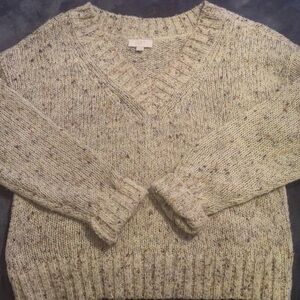LOFT  V-Neck Marled Tan V-Neck Sweater